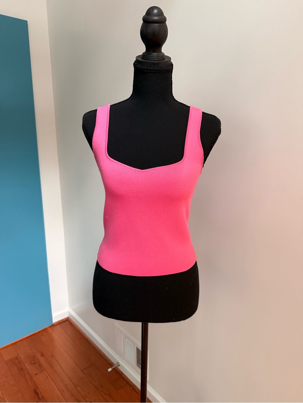 Zara Pink Sweetheart Neck Ribbed Cropped Tank Y2K Fitted Small - Picture 2 of 9